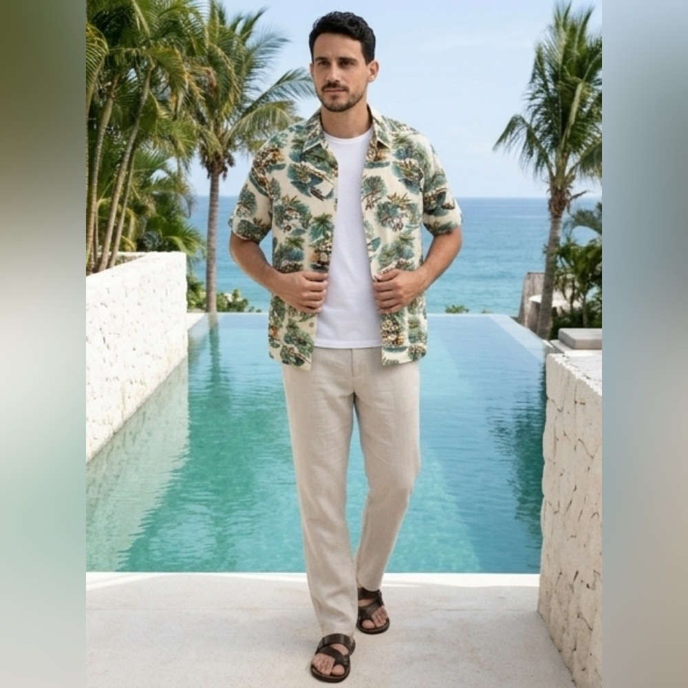 Pierre Cardin - Hawaiian Shirt – Tropical Island Print - 100% Cotton - Size XXL